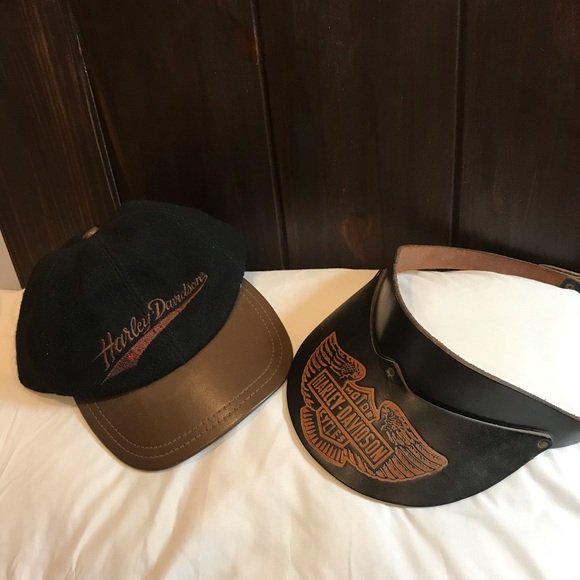 Harley Davidson cap and visor lot